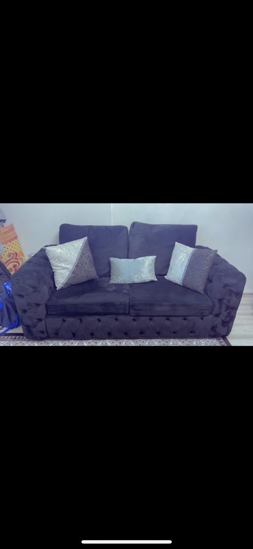 Buy & Sell South West London Wandsworth - Photos for Black plush velvet 3 seater sofa x2