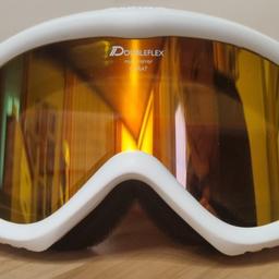 Kinderschibrille von Alpina in weiß. Doubleflex multi mirror, Carat