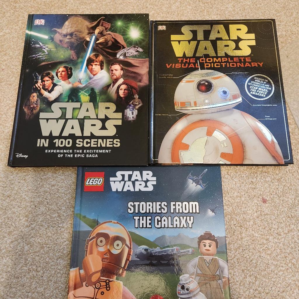 2 x DK books:
-Star Wars The complete Visual Dictionary
-Star Wars in 100 scenes
and 1 book:
-Lego -Disney Star Wars Stories from the Galaxy
all brand new-beautiful edition for a true fan
collection from wv14 see my other items