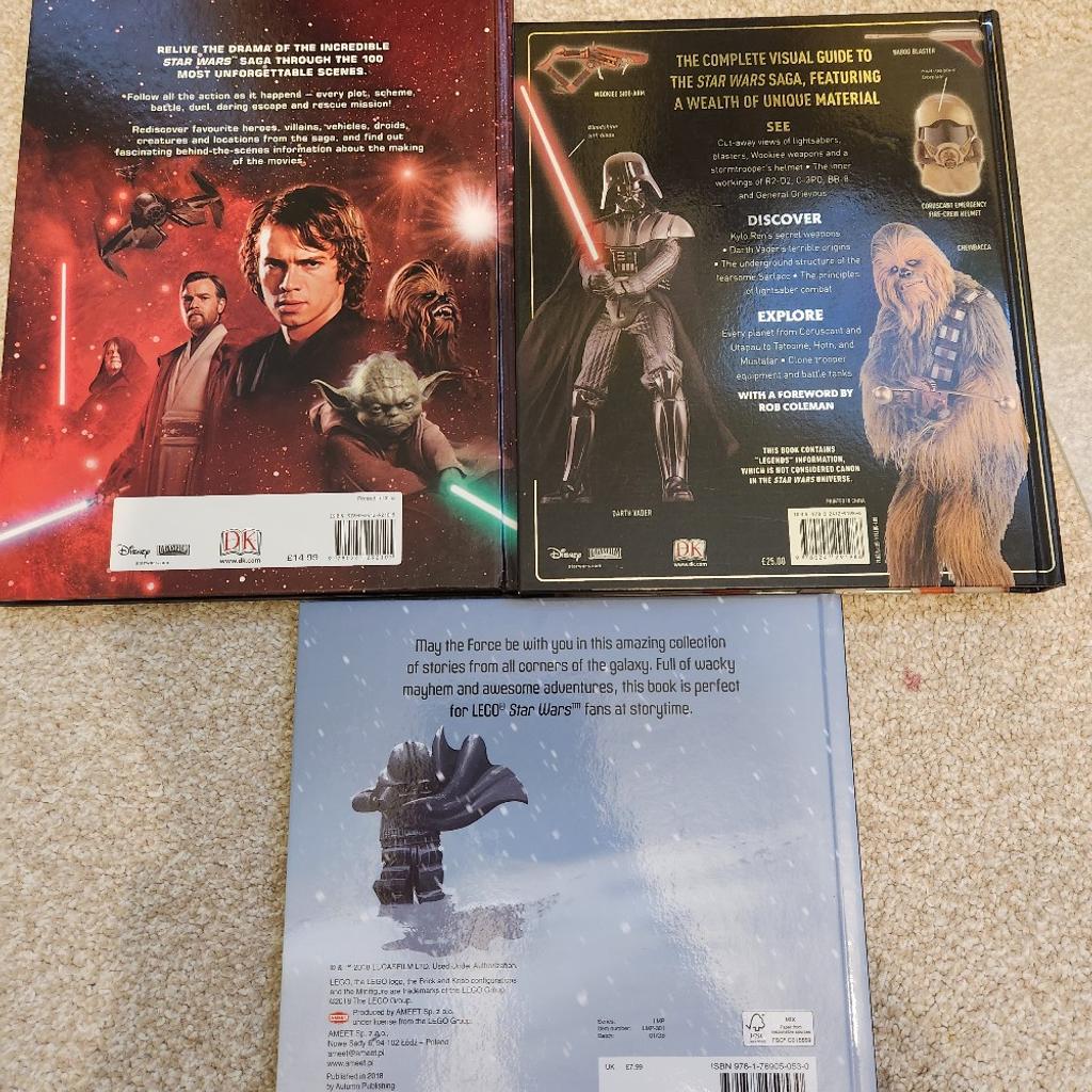 2 x DK books:
-Star Wars The complete Visual Dictionary
-Star Wars in 100 scenes
and 1 book:
-Lego -Disney Star Wars Stories from the Galaxy
all brand new-beautiful edition for a true fan
collection from wv14 see my other items