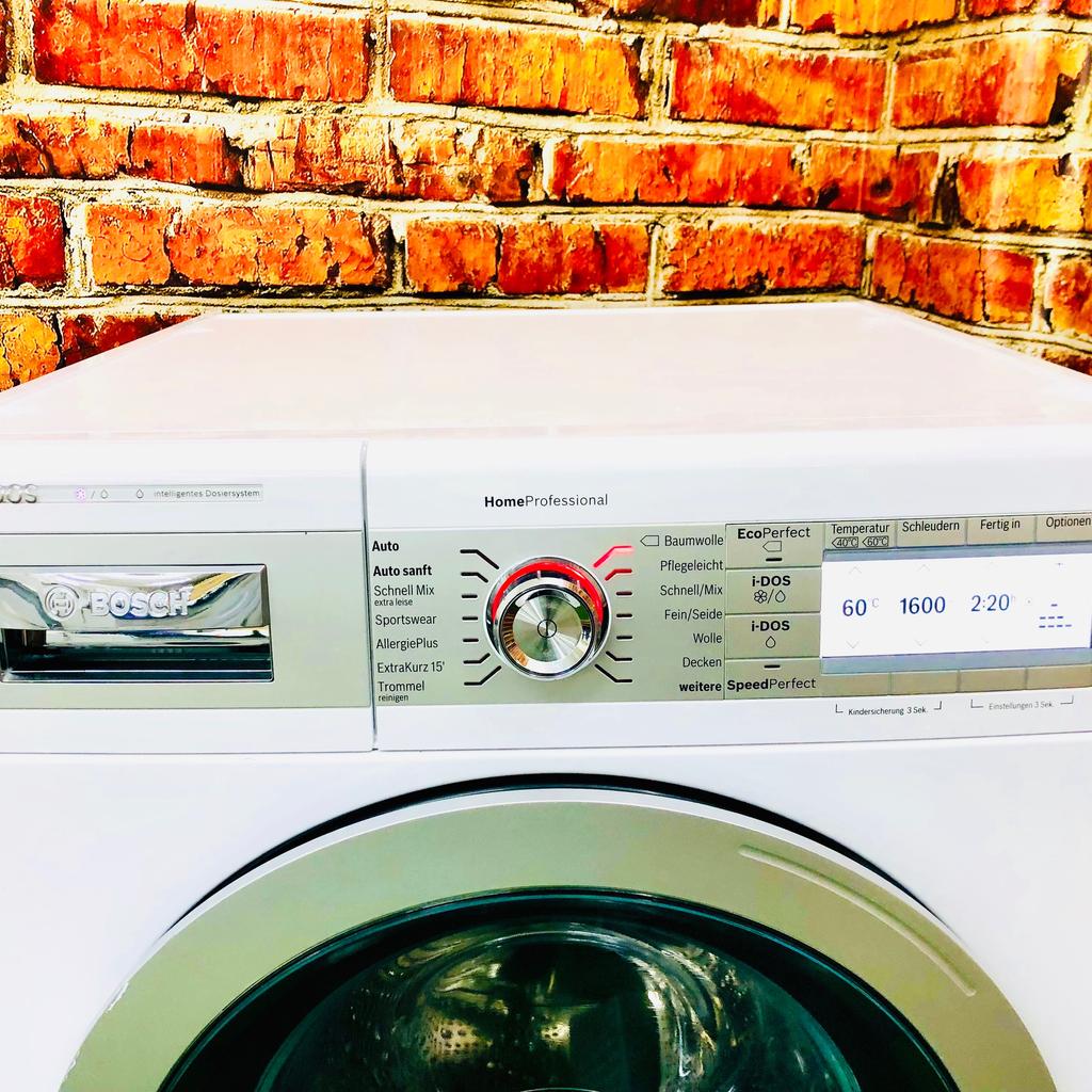 Eine super Waschmaschine von Bosch HomeProfessional mit i-DOS
Modell: WAY32843
Das Geräte wurde geprüft und gereinigt!
Voll funktionsfähig Gebrauchtartikel
⭐1 Jahr Gewährleistung

Tel: 01632563493

Gerätemaße (H x B x T): 84.8 cm x 59.8 cm x 59.0 cm
unterschiebbar ab 85 cm Nischenhöhe

⭐Lieferung gegen Aufpreis möglich.

⭐Anschluss Waschmaschine - 10 Euro

⭐Altgerätemitnahme - Kostenlos

* Energieeffizienzklasse: A+++
* Schleuderdrehzahl in U/min: 1600Maximale
* Nennkapazität: 8 Kilogramm
* Energieverbrauch von 137 kWh/Jahr auf der Grundlage von 220 Standard- Waschzyklen für 60°C- und 40°C- Baumwollprogramme bei vollständiger Befüllung und Teilbefüllung sowie dem Verbrauch der Betriebsarten mit geringer Leistungsaufnahme. Der tatsächliche Energieverbrauch hängt von der Art der Nutzung des Geräts ab.