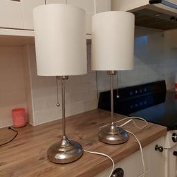 59cm tall modern lamps,  have been in garage for a year. hardly used. see photos for condition. shades could do with a bit of a dust and clean. collection only.