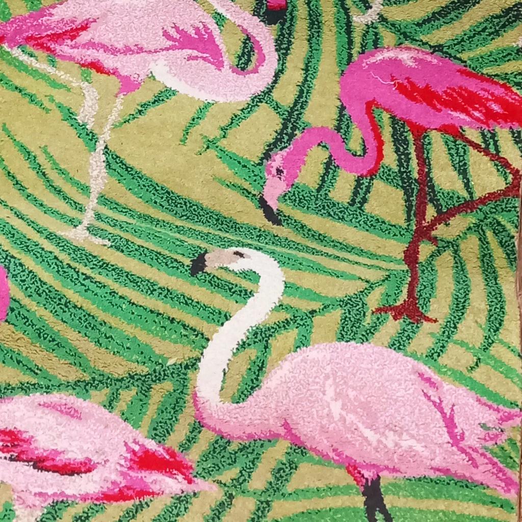 Bright pink and green flamingo rug
Lampshade /lightshade - large
Large bright flamingo canvas wall art

Brighten up any room. Please see size of rug on photos
Lampshade 30cm diameter . 25cm height
Canvas approx 50cm x 70cm

All in almost new condition. Non smoking home