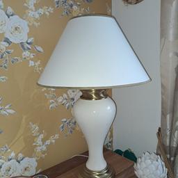 2 large table lamps gold and cream in colour approx 27 inches tall