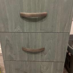 Green single wardrobe with matching bedside table