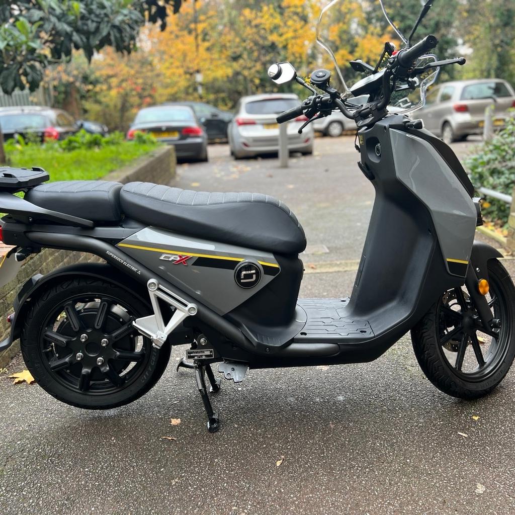 Top Speed 56mph,Charge Time,3-4 Hours,Range Up To 87 Miles,Dual Battery Capacity 2700WH
Available single battery and double
Max Torque - 171Nm,Charge Time - 3-4 hours
Dimensions LxWxH - 2022mm/790mm/1442mm
Single Battery:Up to 44 Mile Range
alternative to a 125cc,4000W peak motor
Front Rim - MT 16
Rear Rim - MT 14
Battery - Lithium Battery (pouch cell) - ATL - 60V / 45Ah
1397 miles
Good as new with added features such as city grip 2 tyres front and rear
Slime 10193-51 2-in-1 Tyre & Tube Sealant Puncture Repair Sealant inserted into tyres for puncture protection
Extra visibility with extra mirrors
Fitted with a Givi E251 Universal Monokey Adaptor Plate Compatible with all Givi Monokey cases
Has Fork Protectors attached
Quad Lock Motorcycle Handlebar Mount PRO for iPhone and Samsung Galaxy Phones installed.
Include the Wireless Charging Heads with your Quad Lock Motorcycle mounts for secure waterproof wireless charging.
Also installed Quad Lock Vibration Dampener
Oxford cover