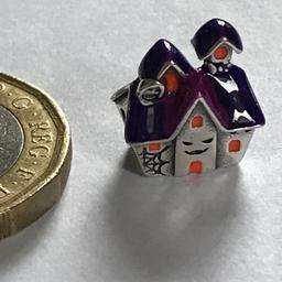 Genuine 925 Silver Haunted House Charm comes in a cute velvet pouch fits Pandora Bracelet