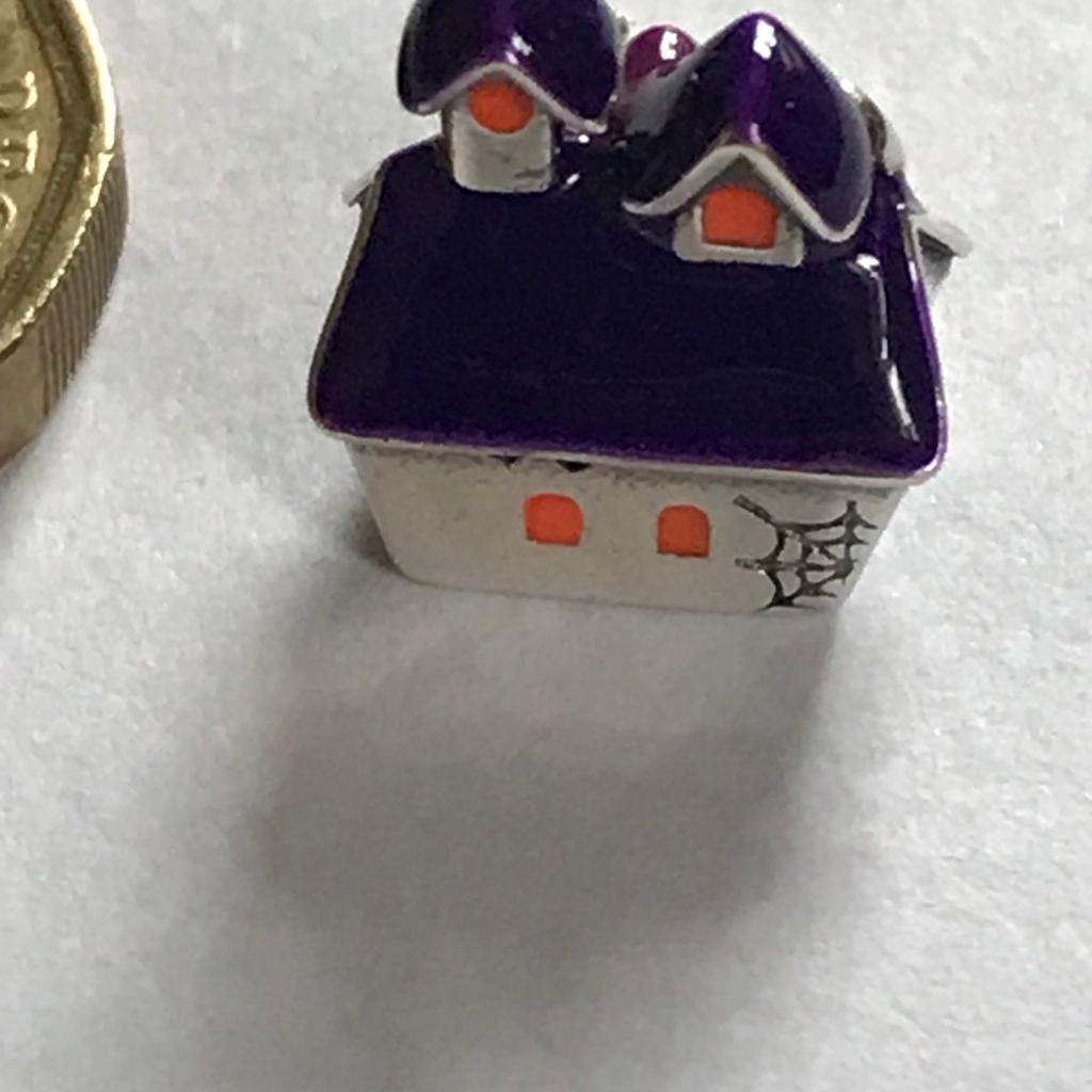 Genuine 925 Silver Haunted House Charm comes in a cute velvet pouch fits Pandora Bracelet