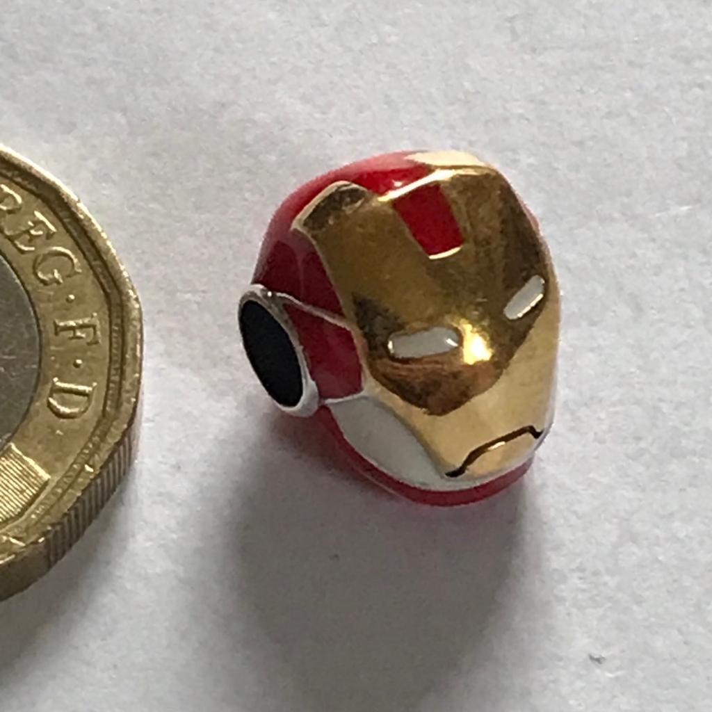 Genuine 925 Silver Iron Man Charm comes in a cute velvet pouch Fits Pandora Bracelet Tony Stark