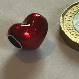 Genuine 925 Silver Red Heart Charm Valentine comes in a cute velvet pouch Fits Pandora Bracelet