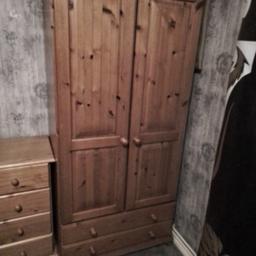 solid antique pine double wardrobe with double drawer 80.00 I want and collection only