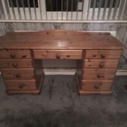 solid antique pine dressing table with toughened glass topper 120.00 I want and collection only
