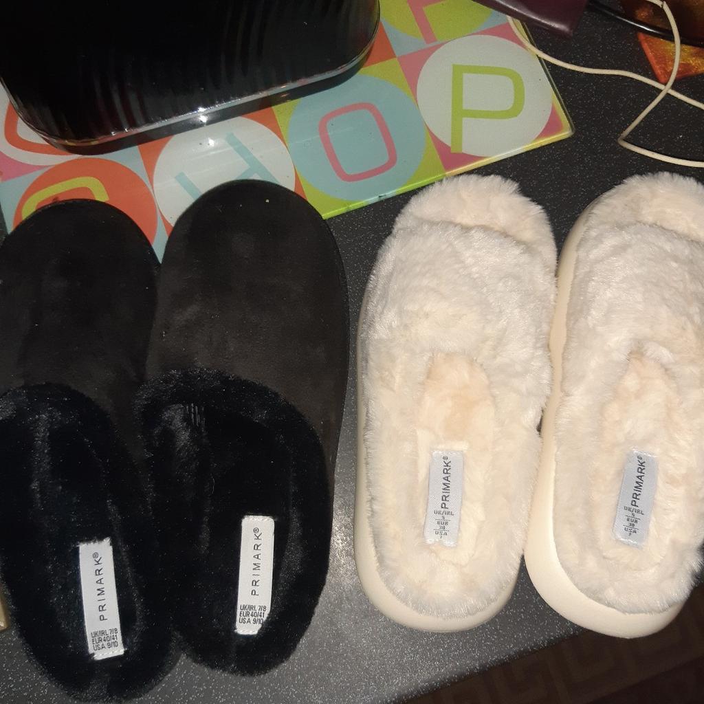 Black slippers size 7
cream slippers size 7
bought from primark
