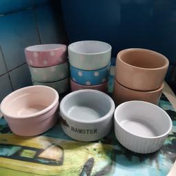 several ceramic bowls suitible for rodents or birds
