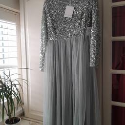 Brand new sage green party dress
Bought 2 for a wedding for size options, size 14 also on page.
BNWT
Beautiful sequin dress with tulle fabric at bottom.
Currently being sold on ASOS site for £100