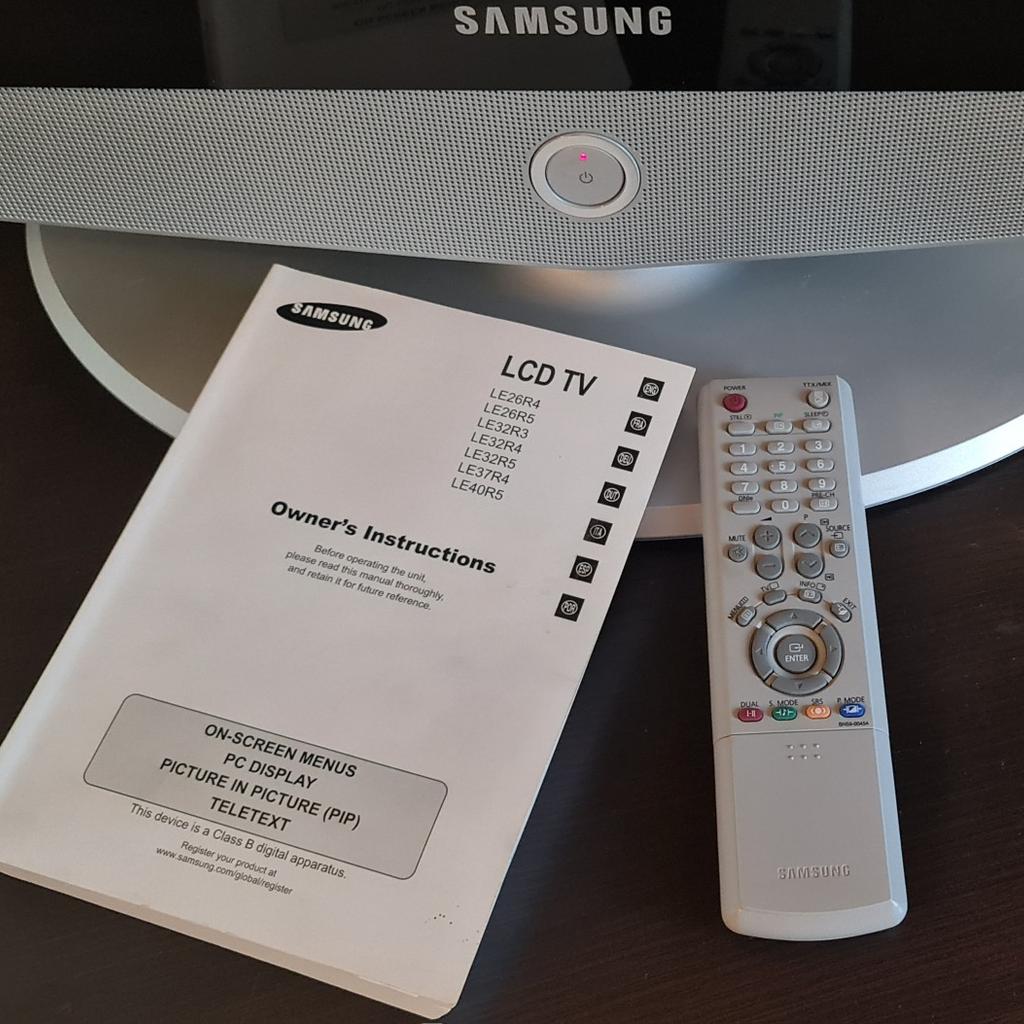 Biete Samsung TV LE32R41B voll funktionsfähig inklusive Fernbedienung und gedruckter Anleitung.
Anschlüsse wie auf den Bildern zu sehen.

Dies ist ein Privatverkauf ohne Rücknahme und Gewährleistung.