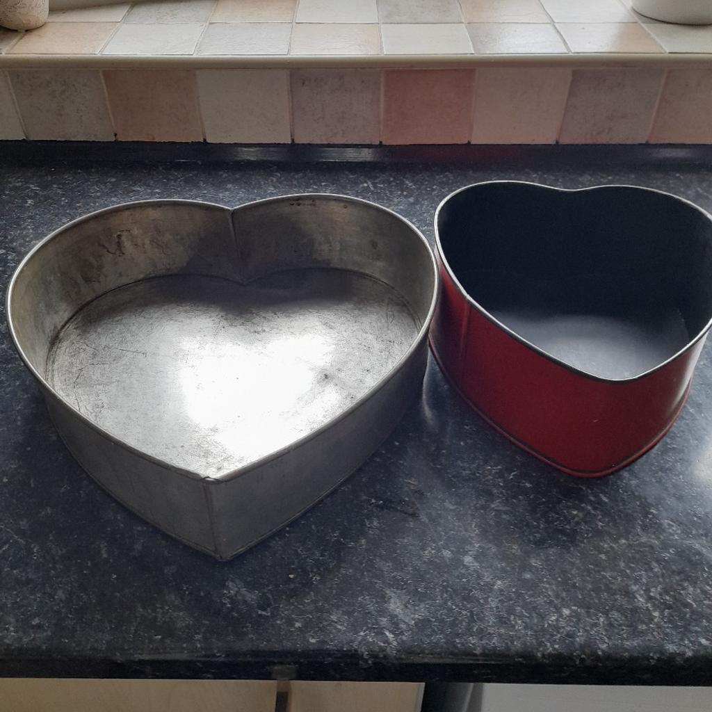 2 heart shaped cake tins
used but good condition