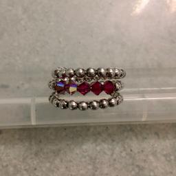 Sterling silver and pink Swarovski crystals ring approx size M/N. Handmade. Collection only from Harold Wood, Romford.