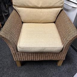 Wicker , pale yellow cushions , good quality , can be delivered to Blackburn for £15 w83 , d 81 , h 84cm , come buy again ,lord st west , bb21jx, 07784859403 , 2 armchairs £95