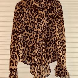 Ladies Dressy Leopard Print Chiffon Top By Boohoo Size 8.   Collection Bermondsey or Can Post