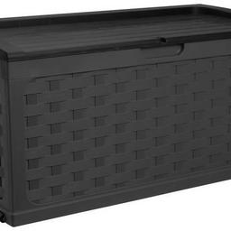 McGregor 280L Rattan Storage Box - Black all new in box and we can deliver local 
The McGregor rattan storage box offers great outdoor storage. Made from weatherproof polypropylene it'll keep your garden gear safe and dry. Finished in black with an attractive rattan effect, it makes an attractive garden feature. It also doubles up as a bench with room for 2 adults
External size H58, W116, D56cm.