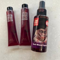 Selection of Halloween / fancy dress / stage makeup
Fake blood 
Smithies, special FX  fake blood spray- partially used
One fake blood tube - New
One fake blood tube  - partially used
Listed on multiple sites 
From a smoke free pet free home