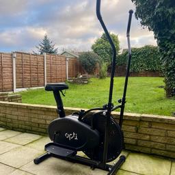Hello,
For sell Opti 2 in 1 Air Cross Trainer and Exercise Bike

Great condition, 100% working, bought last year and used only few times.

Upgraded gel seat pad for comfort.

Brand new cost £125 in Argos, so grab bargain.
