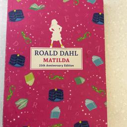 Classic Roald Dahl childrens book 

When Matilda was one and a half she knew as many words as grown-ups. By the age of three she had taught herself to read. At four she asked her father for a book - but he told her to watch the telly instead. Her parents may be stupid, but Matilda is a little genius. Along with the odious Miss Trunchbull, they soon find out that underestimating her proves to be a big mistake . . . 
This special gift edition of Matilda is published to celebrate its 25th anniversary.
In good used condition 
Listed on multiple sites 
From a smoke free pet free home