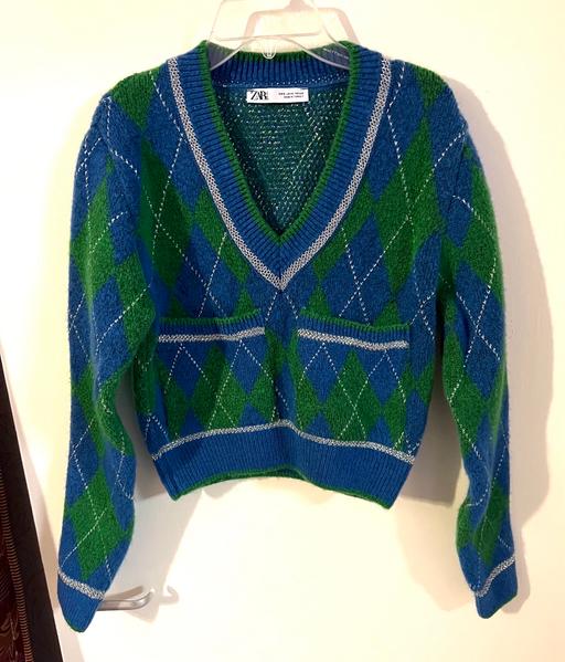 Buy & Sell South West London West Brompton - South West London - Photos for Zara Metallic Thread Argyle Cropped Jumper