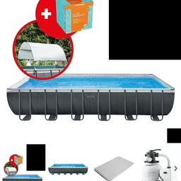 LX BxH: 732 x 366 x 132 cm, 33,2 m%, Dunkelgrau, Inkl. Salzwassersystem/Chlor-Starter-Set/Poolüberdachung
Originale Verpackung auf Palette

• Schneller und einfacher Aufbau
• Hohe Stabilität durch integrierte Stützkonstruktion
• Elegantes, dunkelgraues Design
• INTEX Wasserbelebungstechnologie
• Inkl. Salzwassersystem/Chlor-Starter-Set/Poolüberdachung