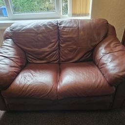Brown leather 2 seater and 3 seater good used condition ideal for someone just setting up home
Any questions just ask.

Collection only