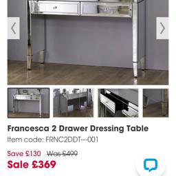 Brand new in the box francesca 2 drawer dressing table from furniture Village. Includes brand new stool