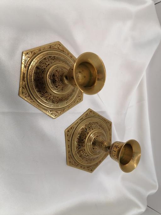 Buy & Sell Kent Tonbridge and Malling - Photos for Vintage Decorative Etched Brass Candlesticks