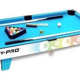 Hy-Pro 3ft Table Top Pool all new in box can deliver local 
Rack them up and shoot some pool with this fun, family orientated table top pool table. Full Color laminated panels for a hi-quality finish. 3ft Compact size lets you play anywhere and can be easily stored away. Include full set of accessories for quick play.
Include full set of accessories for quick play.
Size: L92cm, W48cm, H17cm
