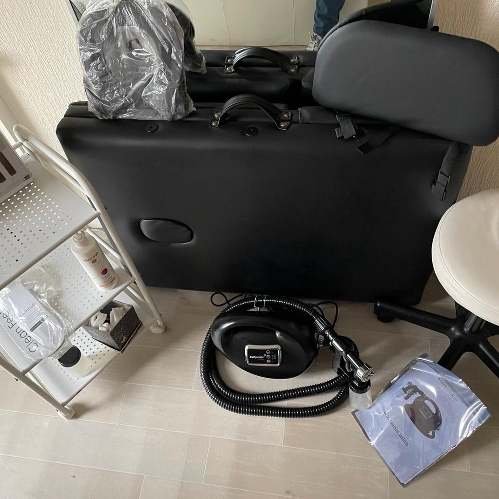 Perfect Beauty Bundle, for anyone starting out in the Health and Beauty Sector. Sunjunkie spray tanning system, beauty couch with attachments, clean and easy waxing system, beauty trolley and beauty adjustable stool. Hardly used and in very good condition.