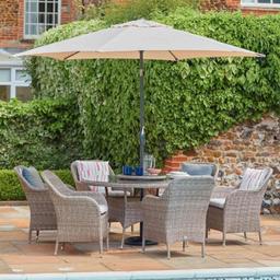 LG OUTDOOR MONTE CARLO 6 SEATER DINING SET WITH PARASOL & LAZY SUSAN


£1,090.00 RRP £1,459.00 FREE DELIVERY ( Not On Display )
Sand - In-stock
Stone – Coming soon

Features Eden® Season-proof Cushions
Pre-Assembled Stackable Armchairs
Includes 3.0m Crank and Tilt Parasol
Includes Lazy Susan
3 Year Limited Warranty
5mm Safety Glass Table Top
Durable Powder Coated Aluminium Framing
Parasol Base Not Included


Free UK Mainland Delivery On Most Brands
To order please visit our Showroom or order online at gardenstreet.co.uk 
T&C apply Stock/Price Subject To Change 

To keep up to date with Garden Street Showroom please visit our Facebook Page Garden Street Showroom https://bit.ly/3Rvx80N & for more information search for Garden Street online www.gardenstreet.co.uk 

Opening Hours
Monday to Friday: 9:00am - 5:00pm
Saturday & Sunday: 10:00am - 4:00pm

Garden Street
Hampton House
Weston Road
Crewe
Cheshire
CW1 6JS