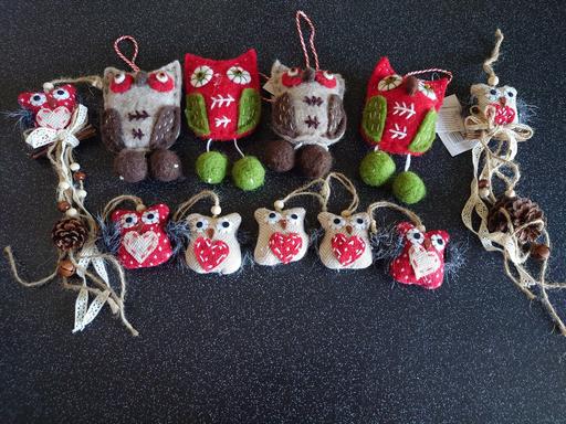 Buy & Sell Leicestershire Charnwood - Photos for Set of owls hanging Christmas decorations