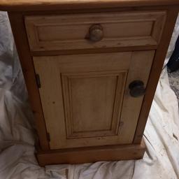 bedside table or telephone table in polished pine 18 inch x 18 inch square & 31 inch high in decent condition