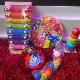 Brand new set of 5 educational, sensory, musical toys. These toys are small so ideal for little hands. Please see 3rd picture with cup beside them for size reference. Collection is from Blackburn bb1 area, near big Tesco. I can not post out and won’t accept couriers collecting.