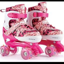 Think Gizmos Roller Skates XN018, Ideal Beginner Roller Boots For Girls Ages 6-9, 4-Wheel Kids Rollerskates, Adjustable Straps, Suitable For Indoor and Outdoor Rollerskating.

BRITISH BRAND: Think Gizmos is a UK company and brand, based out in West Sussex.

•Designed for indoor and outdoor use.

•Stylish, eye-catching, multi-tonal pink, white and black.

•Comfortable and adjustable for fast-growing feet.

•High quality materials: Out with old, scruffy roller skates! High quality materials mean these indoor and outdoor roller skates are built to last

Message if interested, collect in person. I can deliver free locally around Blackburn, or can post elsewhere at buyers cost.