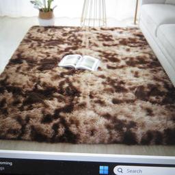 brand new large soft fluffy anti-slip shaggy washable and tumber dryer safe coffee/cream rug size is 160by 205cm