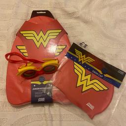 New Zoggs Wonder woman junior float kickboard 3-12years brand new and sealed rrp £15
New wonder woman swim cap/hat rrp £8
Goggles worn twice only.
Cash on collection ws3