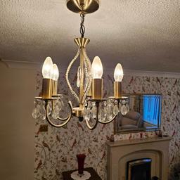 Two Brushed Bronze Crystal Chandlers complete with bulbs and all fittings
