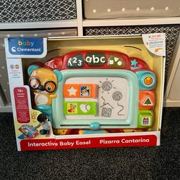 Brand new and boxed 
Baby clementoni interactive baby Easel 
Interactive lights up letters numbers and shapes 
Age 18 months plus
From a pet and smoke free home 
Happy to post at extra cost 
Collection DE23 3BH
Many more new and ex display baby items available please ask