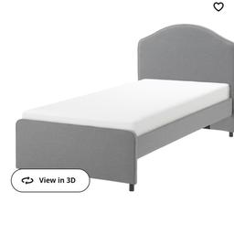 Ikea Hauga single bed frame, which has been used sparingly. All the slats are in good condition, and this does not come with the mattress. Any questions please message.
