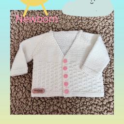 Hand made, newborn cardigan, brand new. Postage available, collection Kingstanding B44