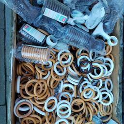 New antique pine finish wood wooden curtain rings white and brown colour 0.25 each Le39la Leicester