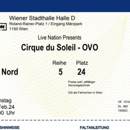 Cirque du Soleil in Wien am 3.2.2024 um 16.00 Uhr zu verkaufen, alle 3 um 330€