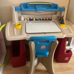 Children’s Activity table. Plenty of storage for art supplies and drawings, also comes with a little attached lamp. Chair included. (Original price £99 from Smyths Toys)
