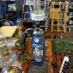 UNIQUE ONE OFF INDUSTRIAL LAMP , MADE FROM A VINTAGE FIRE EXTINGUISHER AND WROUGHT IRON MANHOLE UNIT. ELECTRICIAN WIRED AND PAT TESTED.